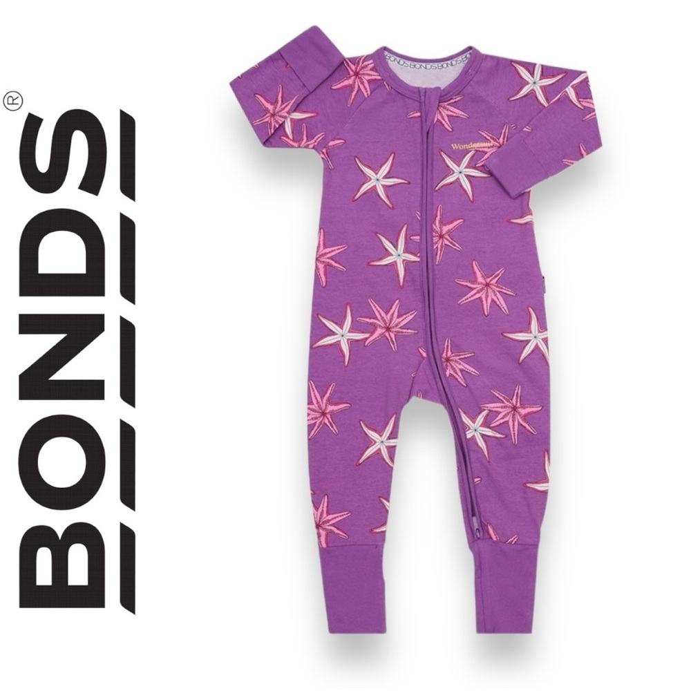 New bonds 2 way zip wondersuit - purple star fish​
